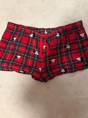 Old Navy Mickey & Minnie Mouse Red Plaid Lounge Pajama Shorts XXL
